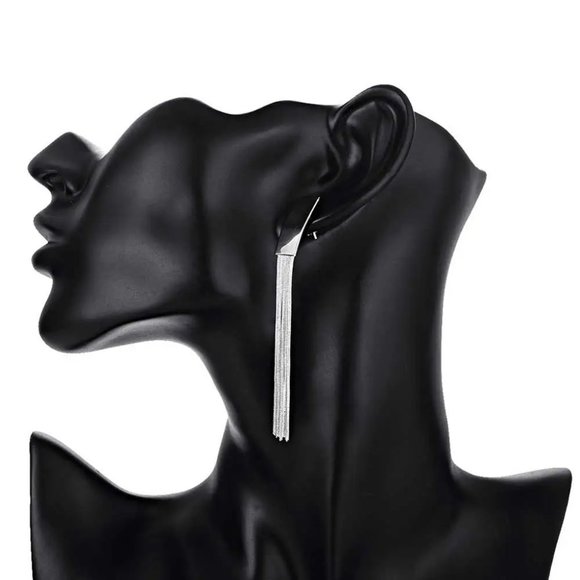 Gorgeous Hanging Tassel .925 Sterling Silver 2.5 Inch Long Earrings - Picture 5 of 7